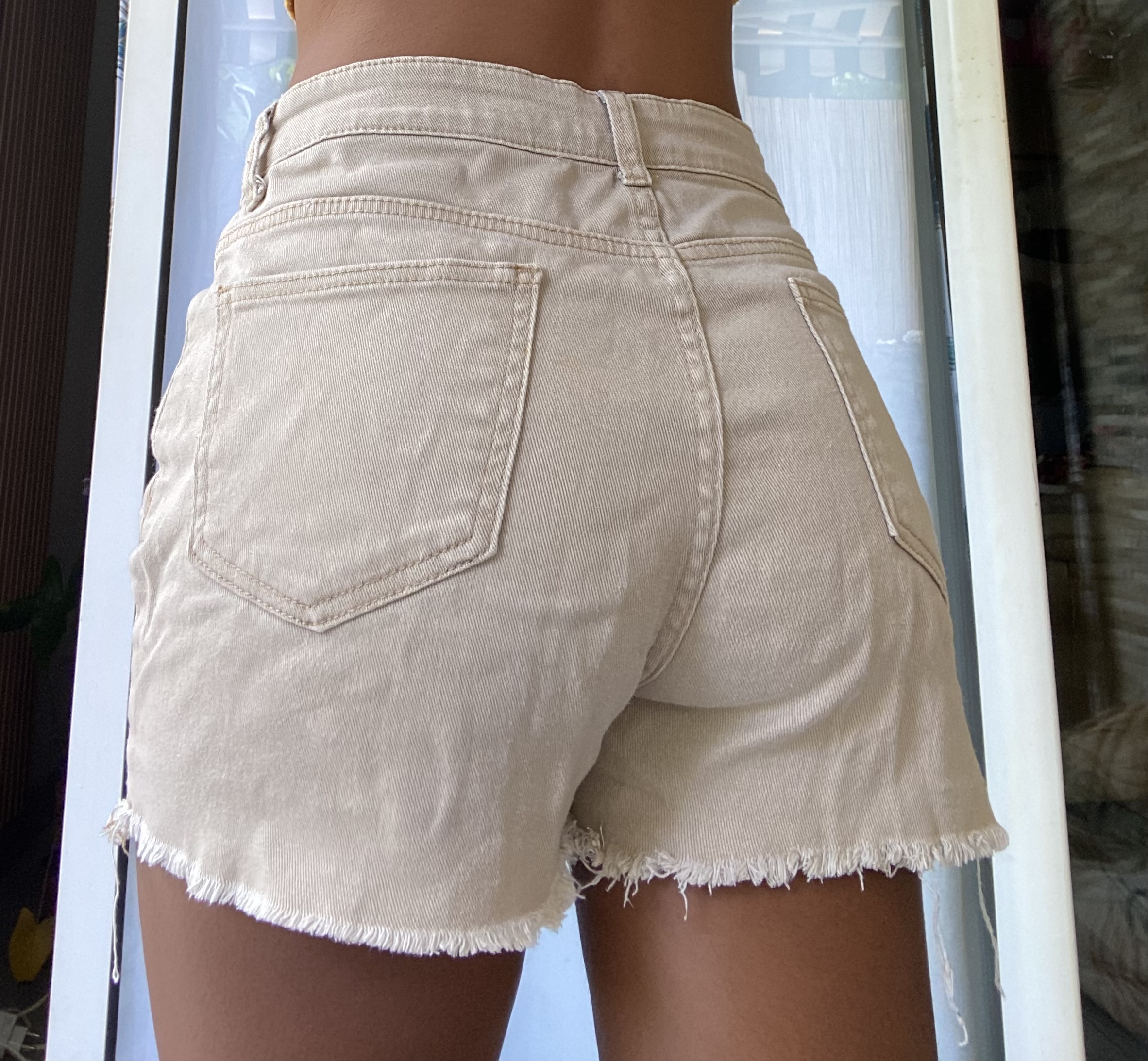 Short jeans marron/beige