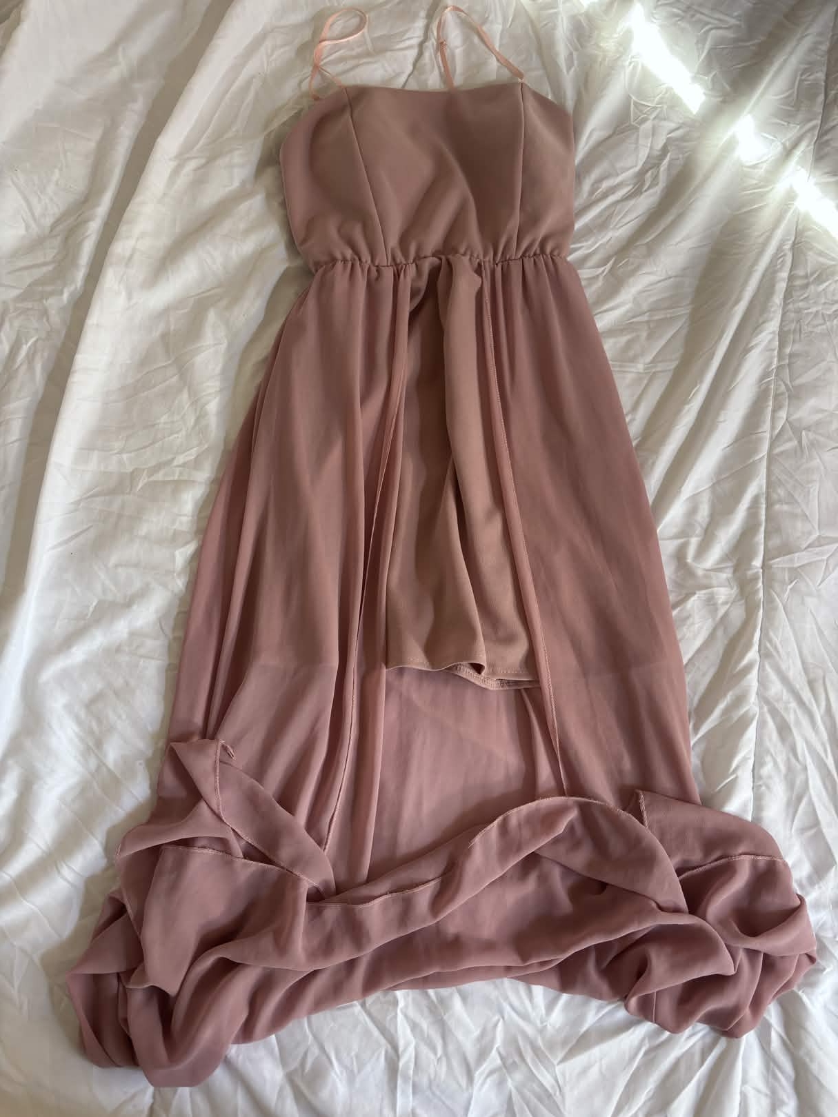 Robe longue rose poudré