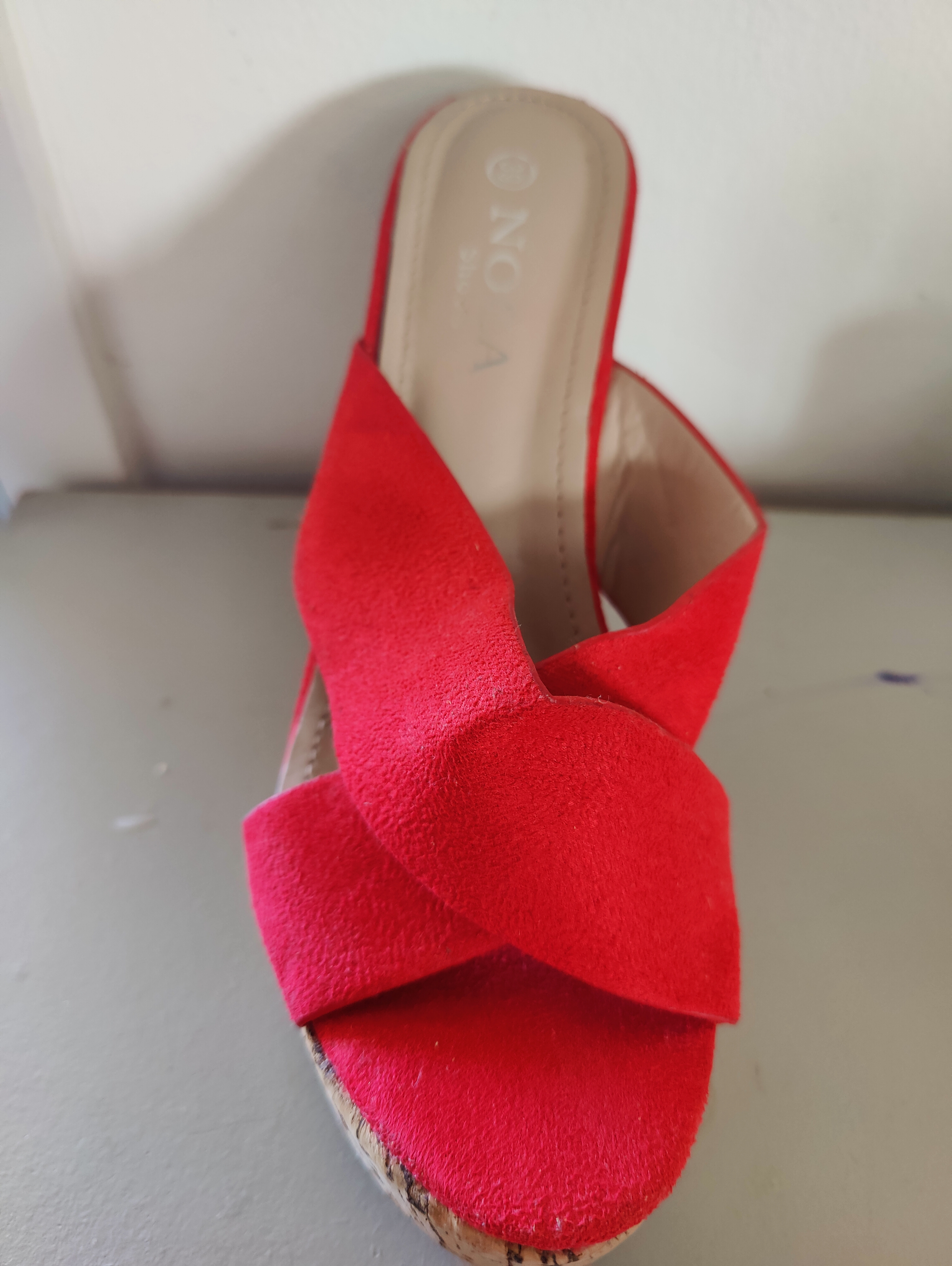 Savate compensées rouge