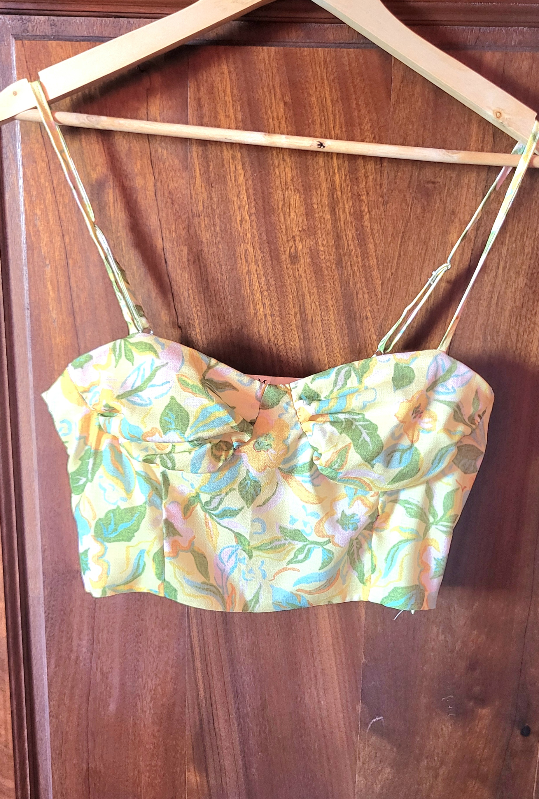 Crop Top Jaune Fleuri