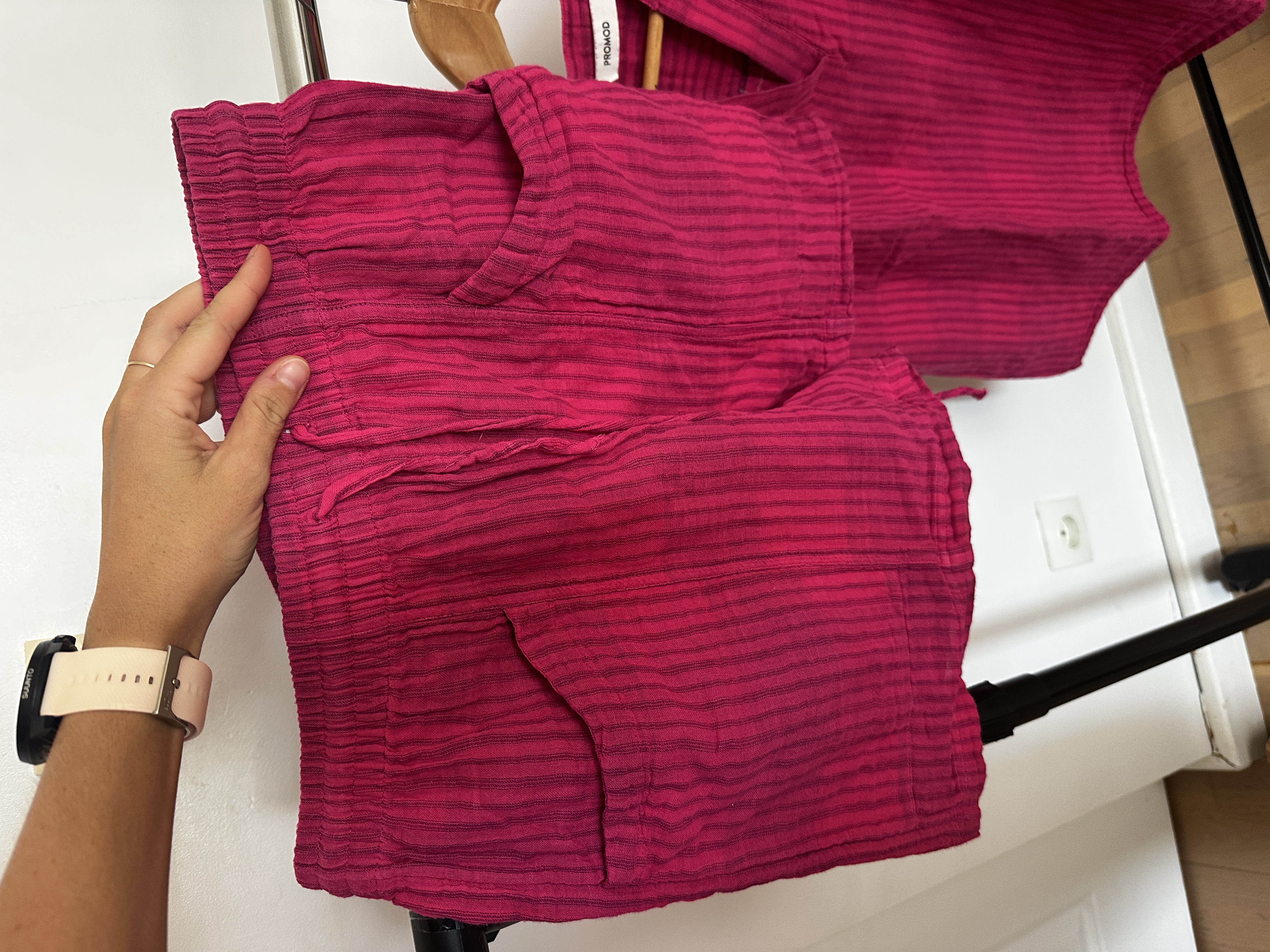Ensemble à rayures rose Promod S
