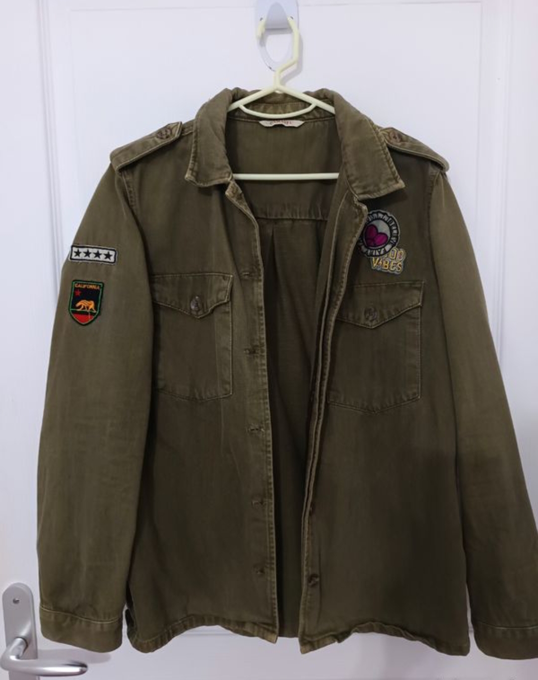 Veste en jean kaki