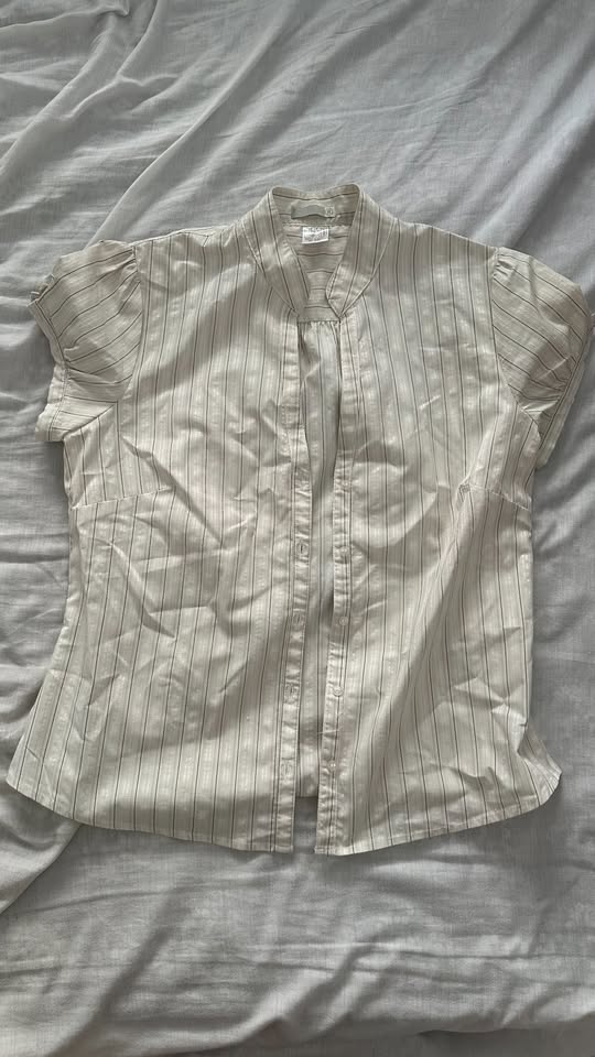Chemise VINTAGE rayures fines – manches courtes bouffantes