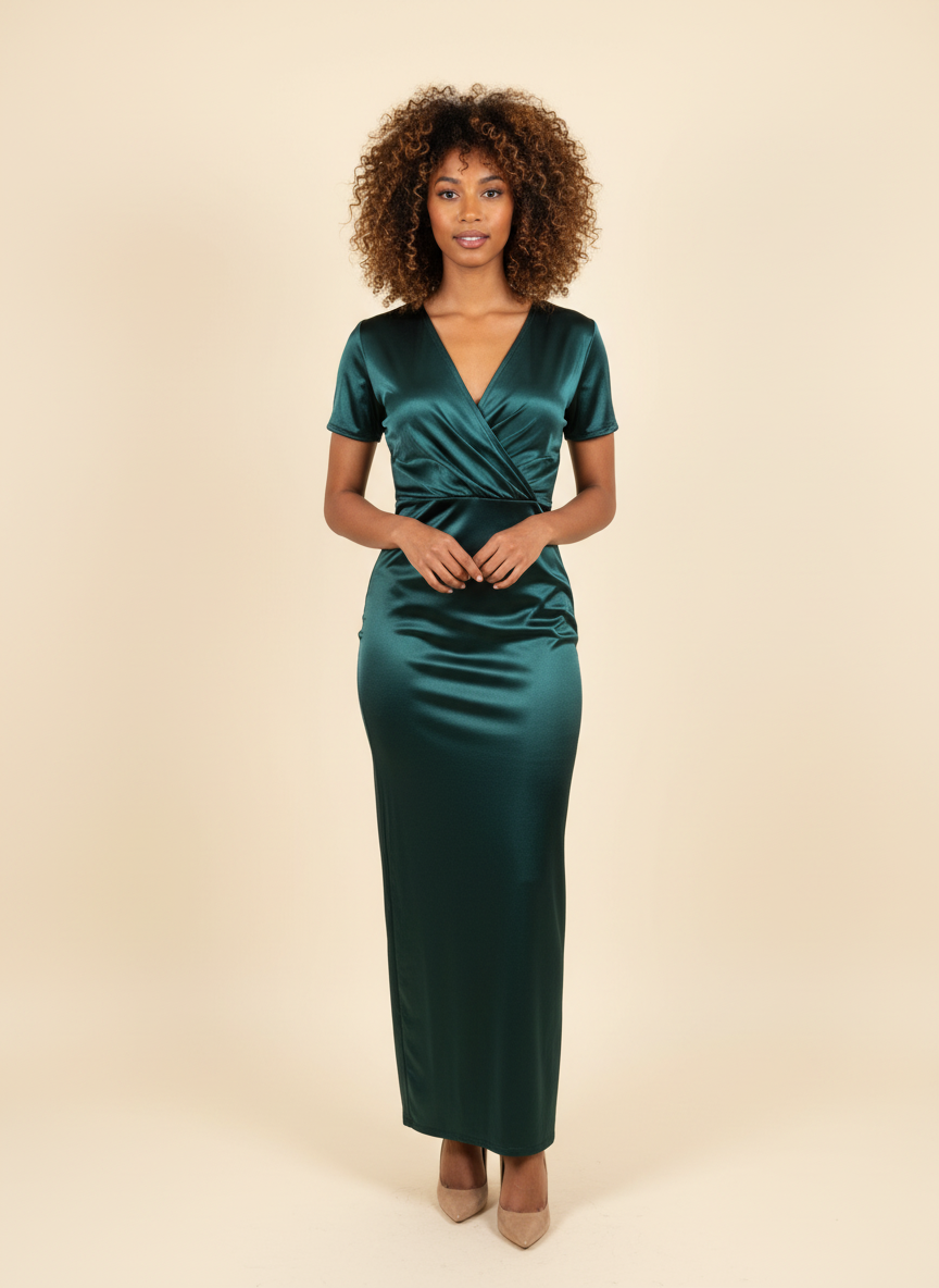 Robe longue fourreau - vert sapin - T. S/M (36/38)
