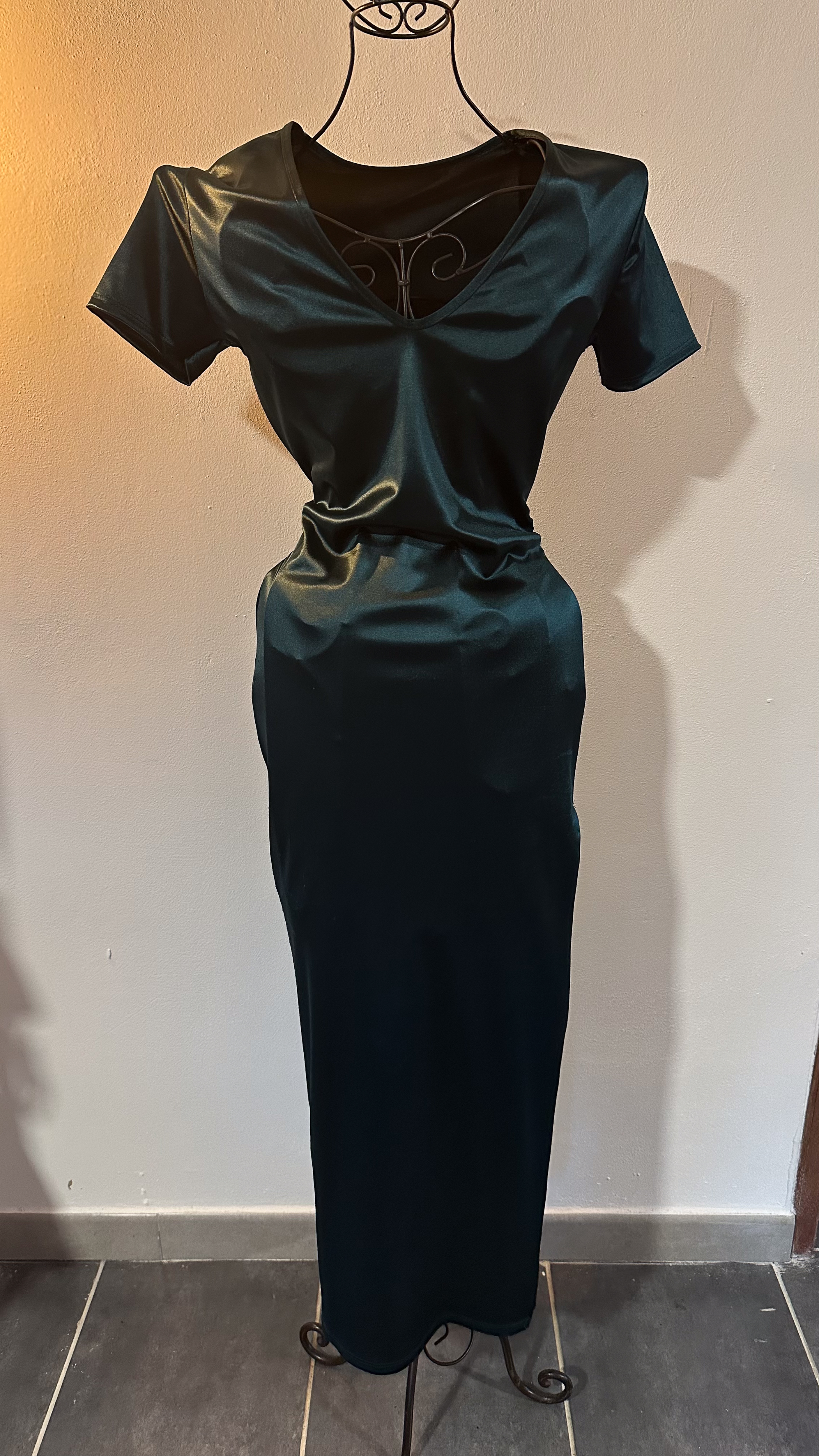 Robe longue fourreau - vert sapin - T. S/M (36/38)