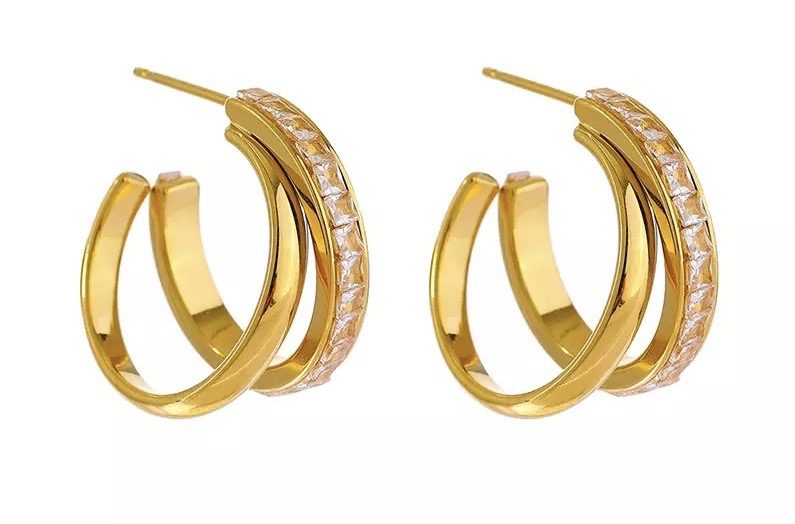 Boucles d'oreilles strass acier inoxydable