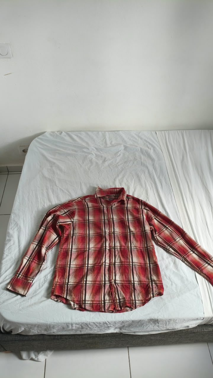 Chemise rouge à carreaux, manches longues — M