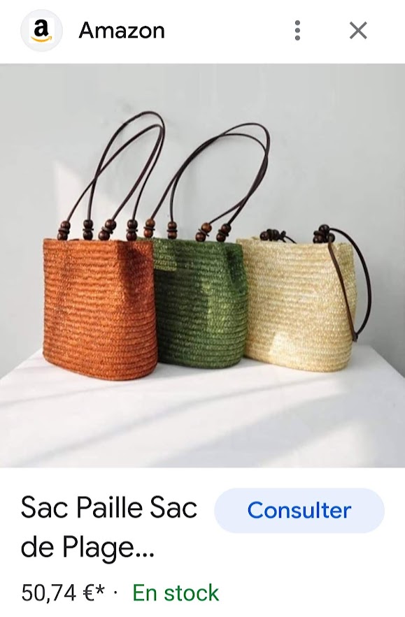 Sac en paille orange plage