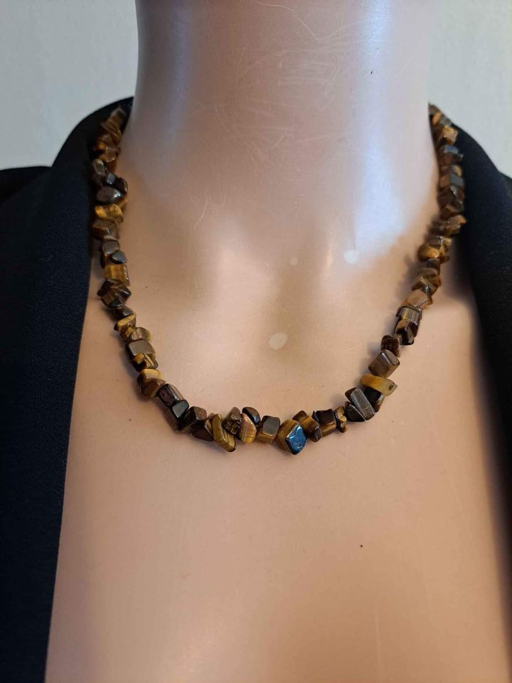 Parure pierre œil de tigre collier et bracelet