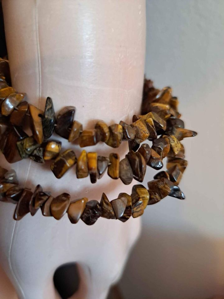 Parure pierre œil de tigre collier et bracelet