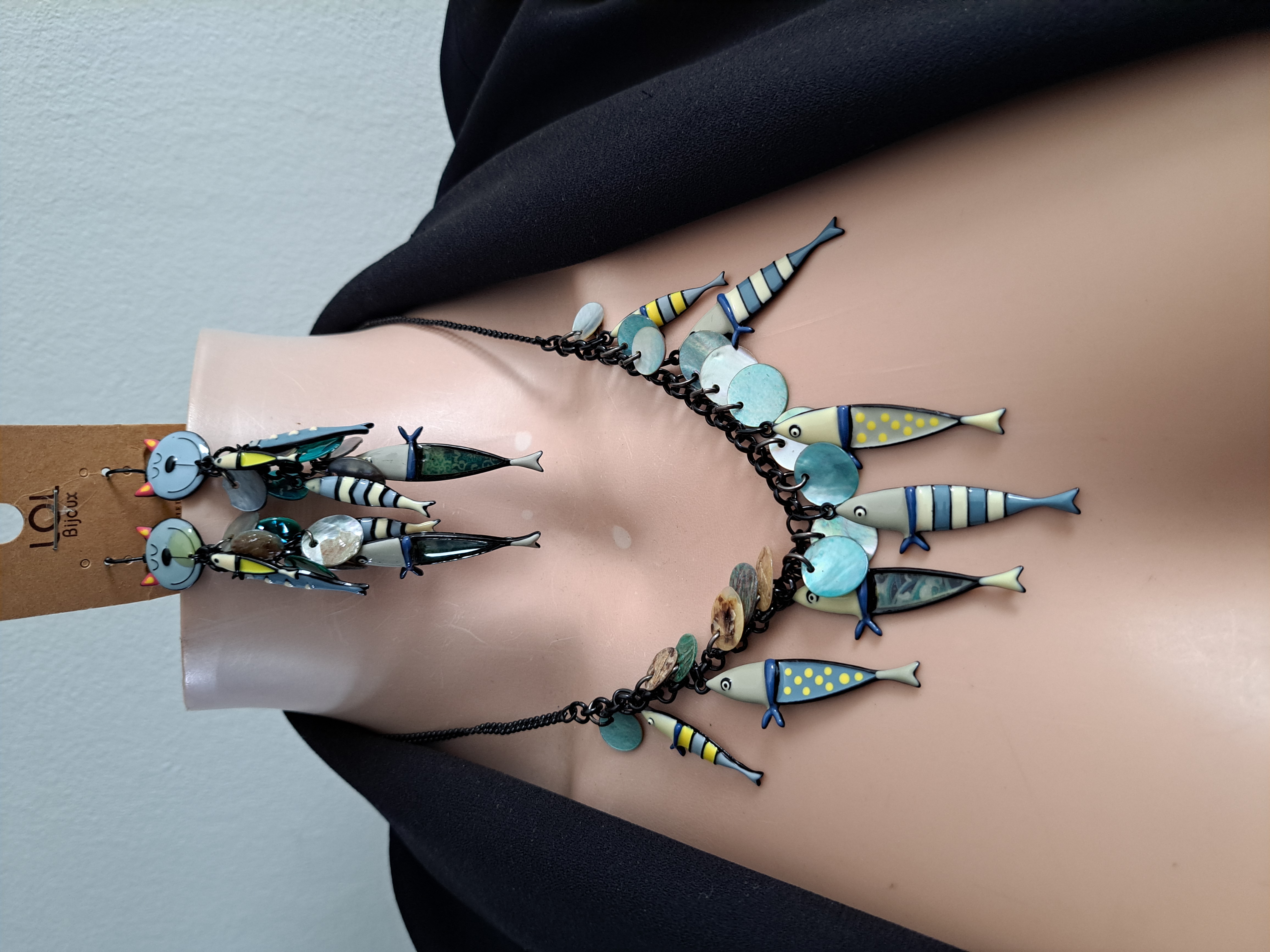 Parure bijoux LOL poisson collier +boucles NEUF