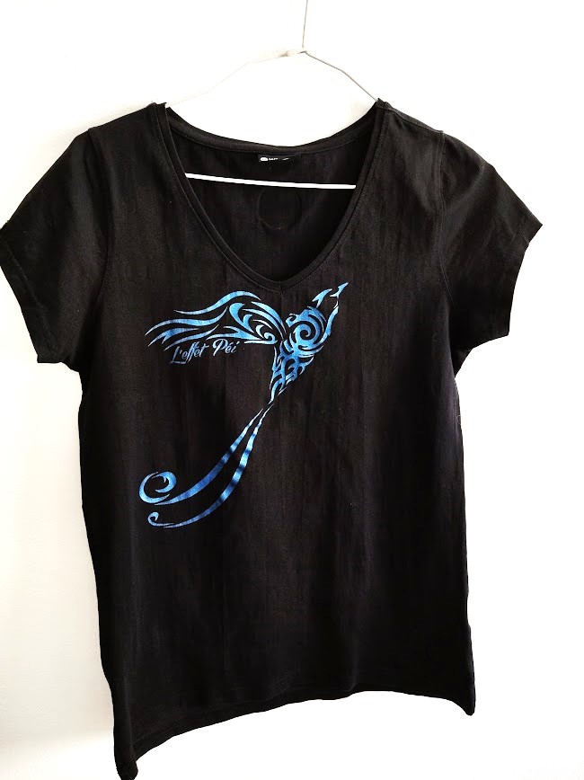 Tee shirt fem noir imprimé T M/L L'effet Pei