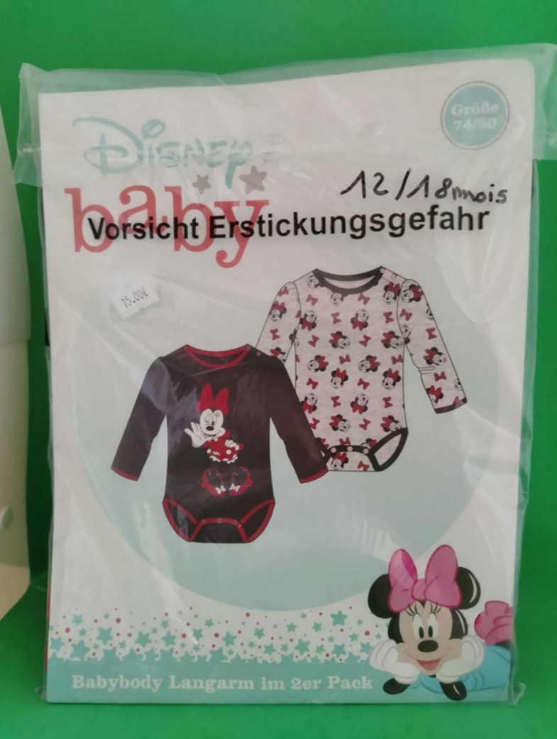 Lots de 2 Bodies manche longue Disney (Minnie)