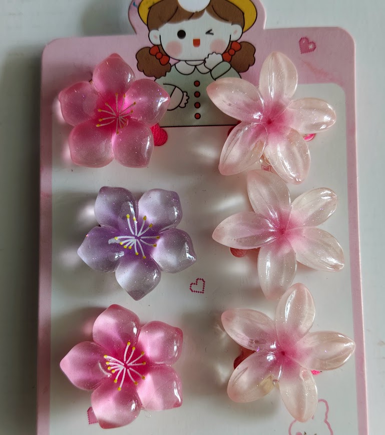 Accessoires cheveux fillette élastiques et barrettes fleurs